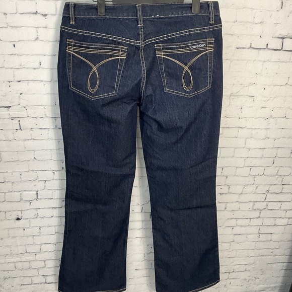 Calvin Klein Flare Jeans Size 10 Womens Mid Rise Dark Wash Blue Denim U2 - Picture 9 of 12